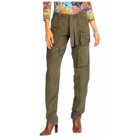 NEW JOHNNY WAS hailey belted cargo pants in vintage green